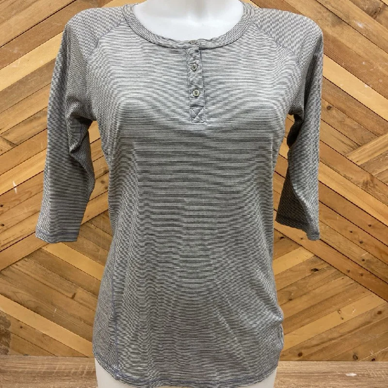 Smartwool - Women's 3/4-Sleeve Striped Merino Shirt - MSRP $100: Grey-women-MD