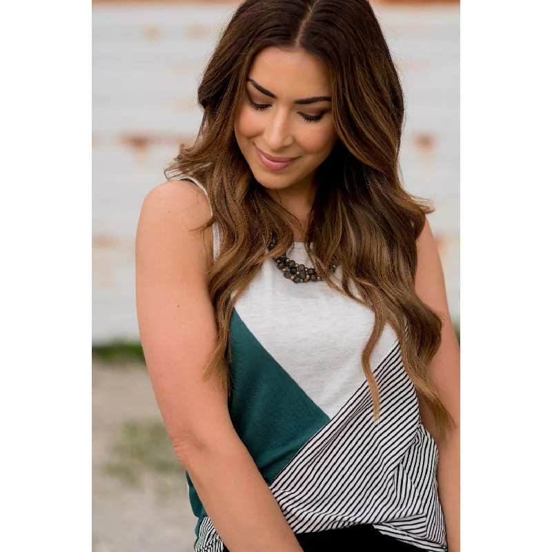 Tri Blocked Striped Tank