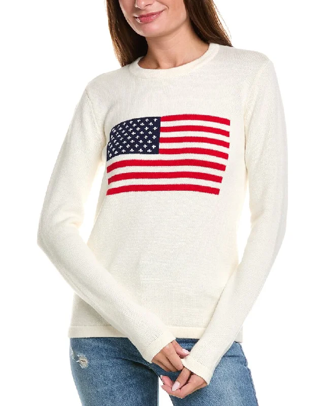 Two Bees Cashmere American Flag Cashmere-Blend Sweater