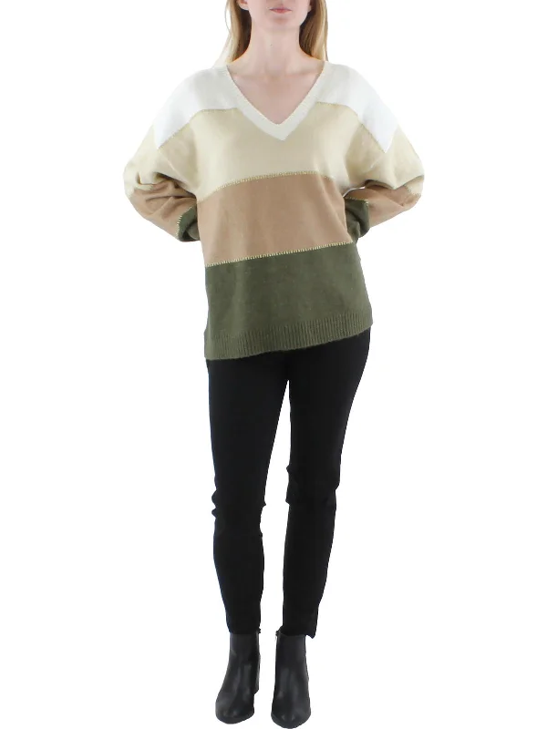 Womens Metallic V-Neck V-Neck Sweater