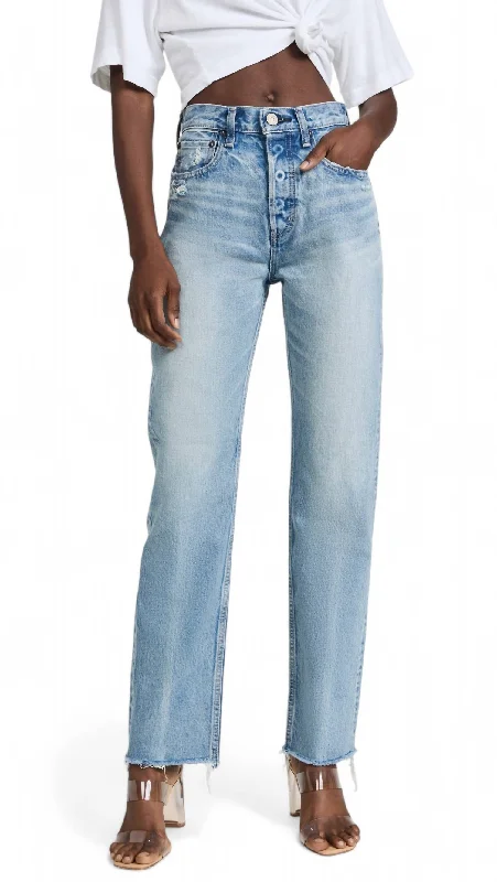 Ashley Wide Straight Cut Jean In Light Wash-Blue