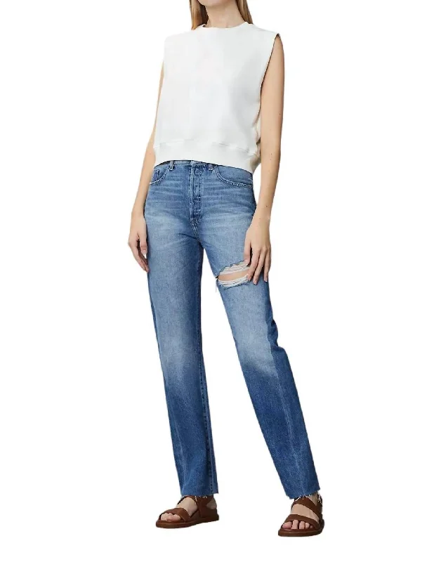 Emilie Straight Ultra High Rise Jean In Bedford Blue Raw