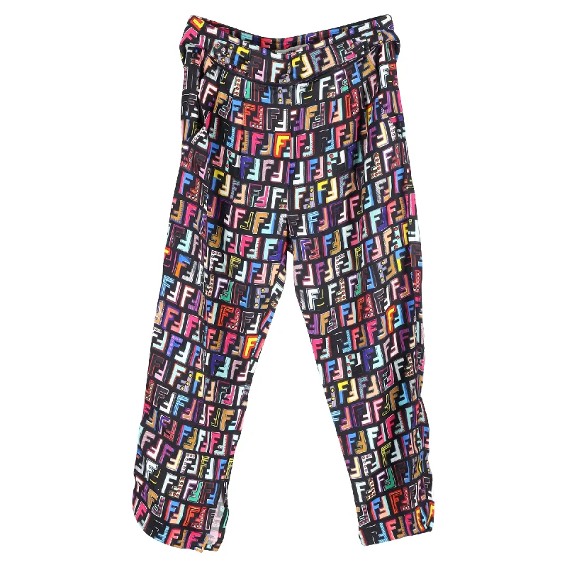 Fendi Zucca FF Cropped Pants in Multicolor Viscose