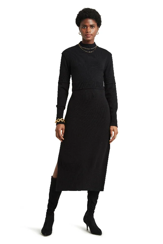 LS MOCK NECK SWEATER DRESS