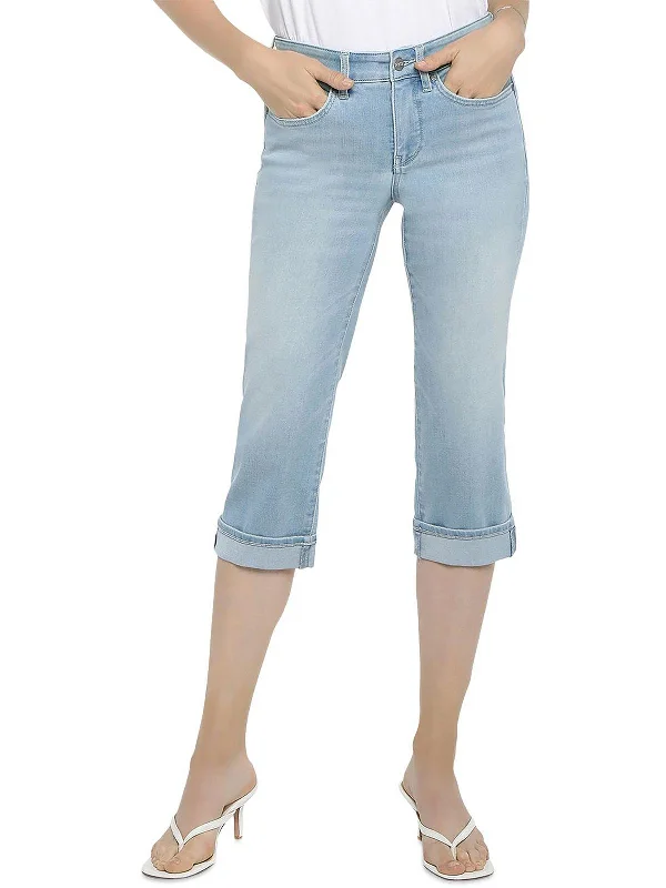 Petites Petite Marilyn Womens Cropped High Rise Straight Leg Jeans