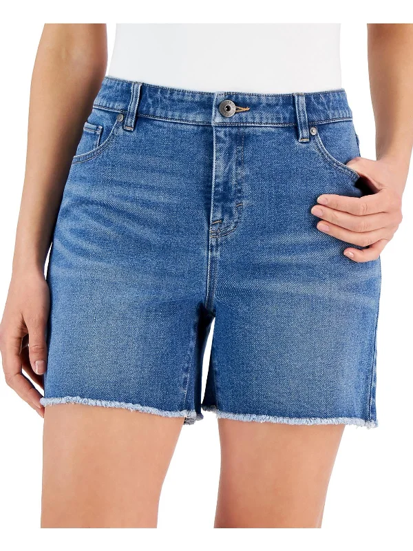 Womens Frayed Hem Denim Cutoff Shorts