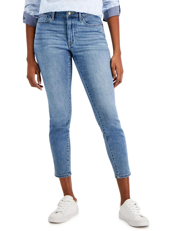 Womens High Rise Cropped Ankle Jeans