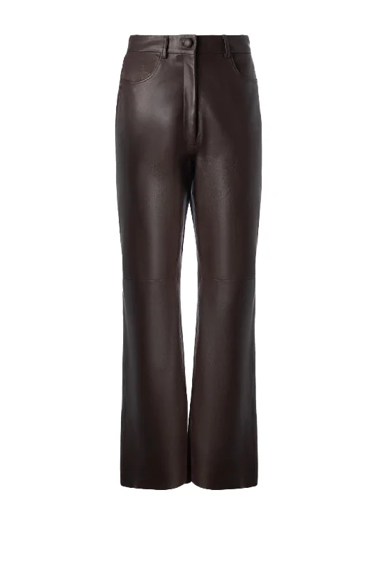 Women's Straight Leg Leather Trouser In Black