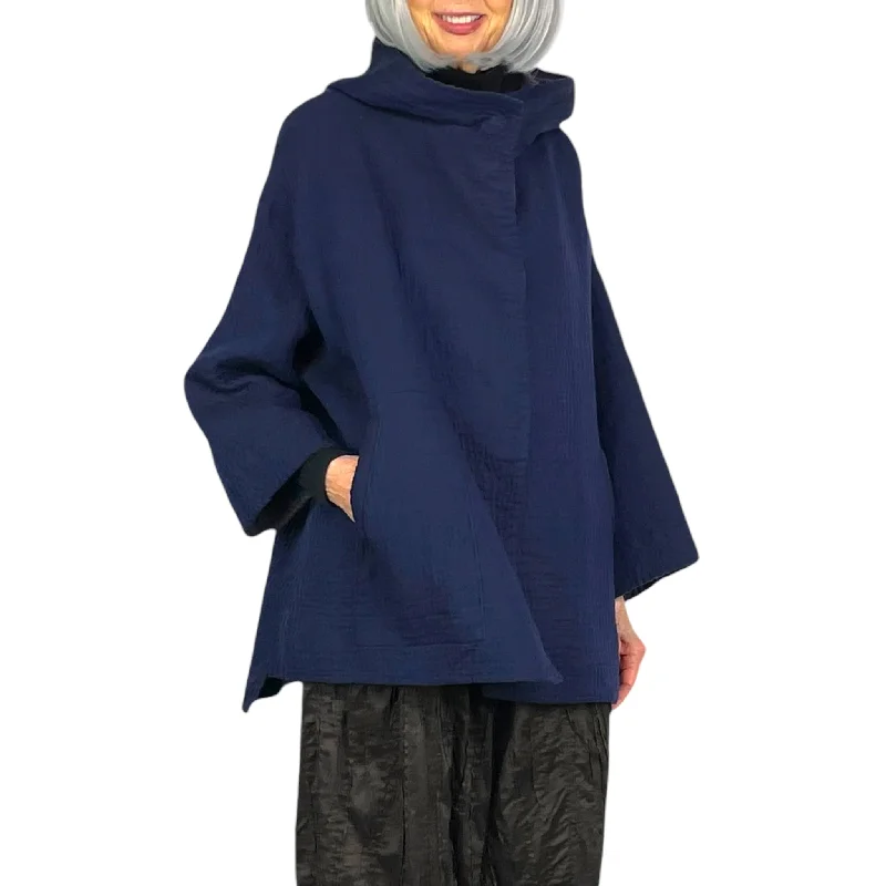 QUILTED HOODIE PONCHO JACKET