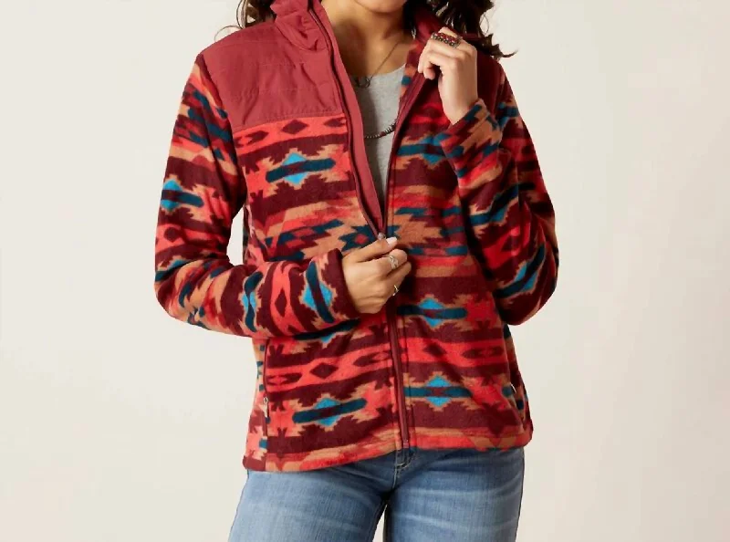 Prescott Fleece Jacket In Campfire Print